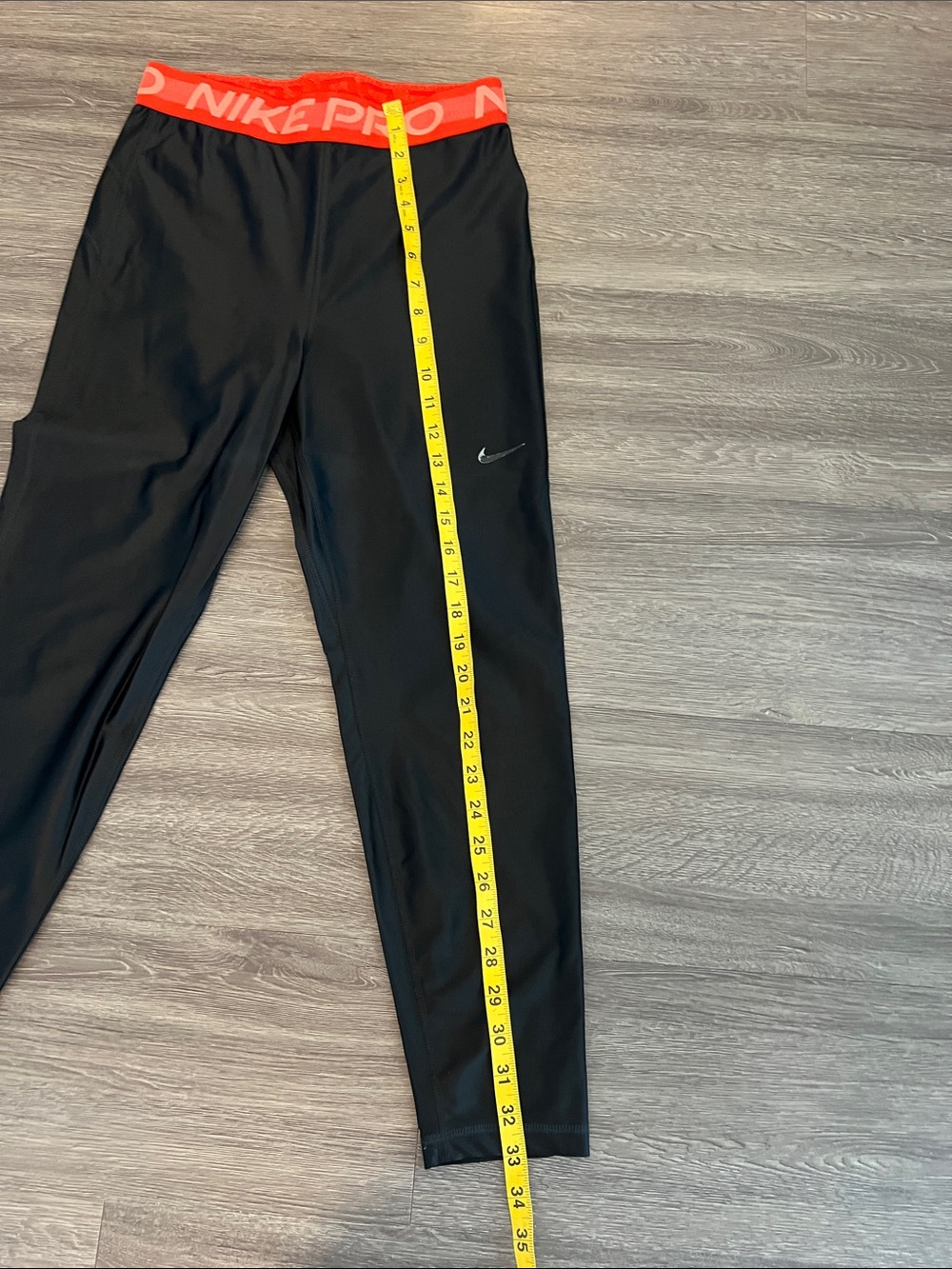 Nike Black Leggings with Red Nike Pro Waistband - Picture 6 of 6
